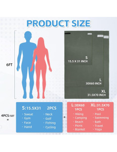 Juego de Toallas de Viaje NUOYEE Microfibra 4 Piezas S L XL 2