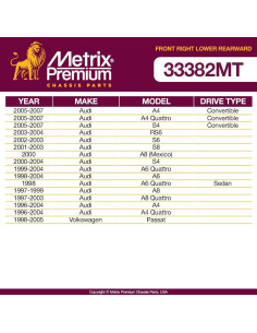 Brazo de Control Inferior Derecho Metrix para Audi y Volkswagen 2