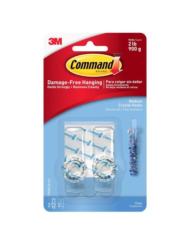 Gancho de Cristal Command Mediano 2 Piezas Soporta 0.91 kg