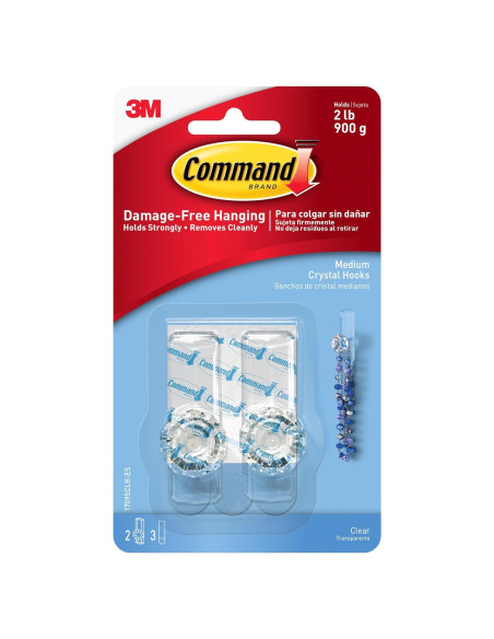 Gancho de Cristal Command Mediano 2 Piezas Soporta 0.91 kg