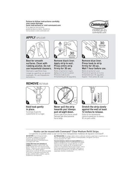 Gancho de Cristal Command Mediano 2 Piezas Soporta 0.91 kg