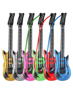 Paquete de 6 Guitarras Inflables Bedwina 91 cm Colores Neón