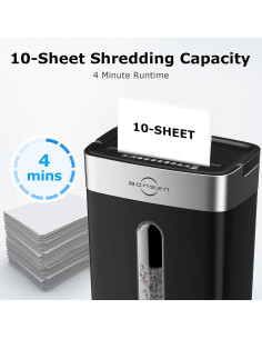 Trituradora de Papel BONSEN Corte Cruzado 10 Hojas P-4 2