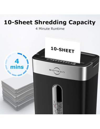 Trituradora de Papel BONSEN Corte Cruzado 10 Hojas P-4