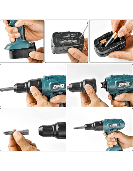 Juego de Taladro Eléctrico Toy Choi para Niños Verde - 3 Brocas