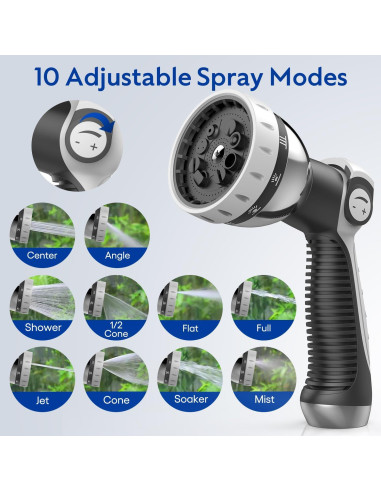 Carrete de Manguera de Jardín Ulnextic 50FT Retráctil 10 Modos