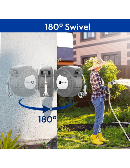 Carrete de Manguera de Jardín Ulnextic 50FT Retráctil 10 Modos Carrete de Manguera de Jardín Ulnextic 50FT Retráctil 10 Modos