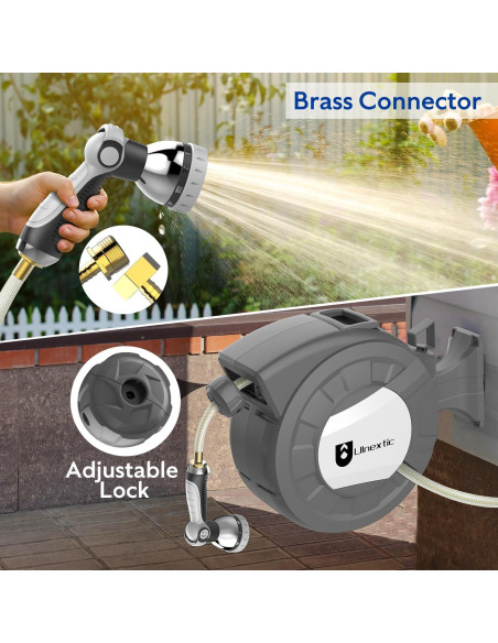 Carrete de Manguera de Jardín Ulnextic 50FT Retráctil 10 Modos Carrete de Manguera de Jardín Ulnextic 50FT Retráctil 10 Modos