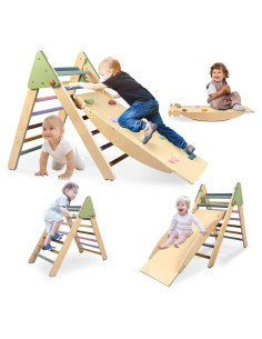 Conjunto Triángulo Pikler LOL-FUN 4 en 1 para Niños 1-3 Años