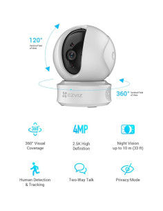 Cámara de Seguridad Wi-Fi EZVIZ C6CN 4MP Interior 360 2