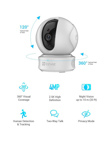 Cámara de Seguridad Wi-Fi EZVIZ C6CN 4MP Interior 360