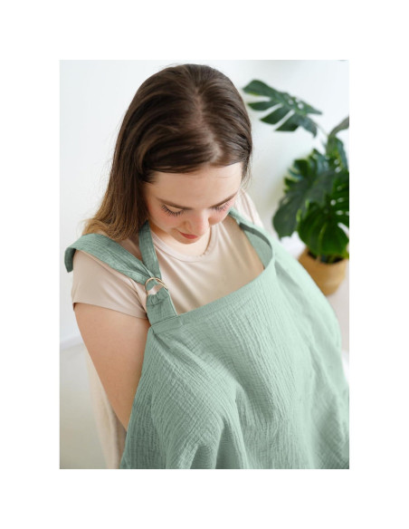 Cubierta de Lactancia Muselina 100% Algodón Verde Ajustable