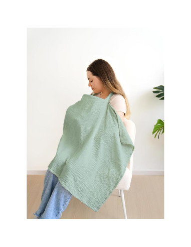 Cubierta de Lactancia Muselina 100% Algodón Verde Ajustable