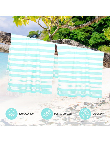 Toallas de Playa Utopia Paquete de 4 Algodón Aqua 182.9x101.6cm