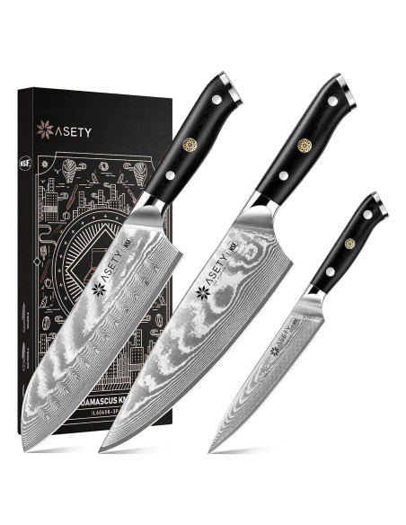 Juego de Cuchillos de Cocina ASETY 3 PCS Damasco VG10