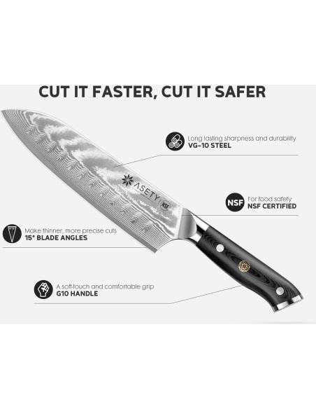 Juego de Cuchillos de Cocina ASETY 3 PCS Damasco VG10