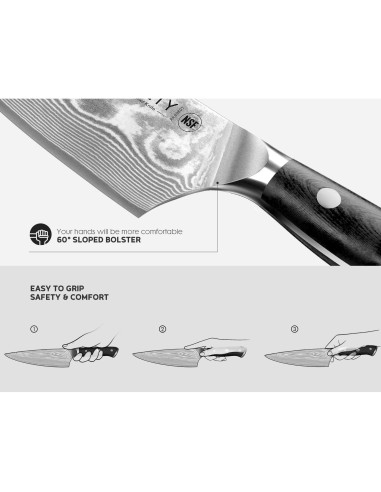 Juego de Cuchillos de Cocina ASETY 3 PCS Damasco VG10