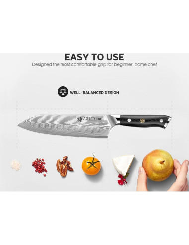 Juego de Cuchillos de Cocina ASETY 3 PCS Damasco VG10