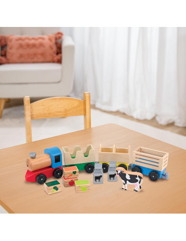 Juego de Tren de Madera Melissa & Doug - 3 Coches Intercambiables