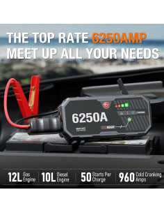 Arrancador de Batería ADORETRIP F40 6250A 12V Pantalla LED 2