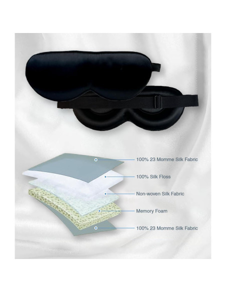 Máscara de Dormir 3D de Seda Morera PROMEED - Ajustable, Champán