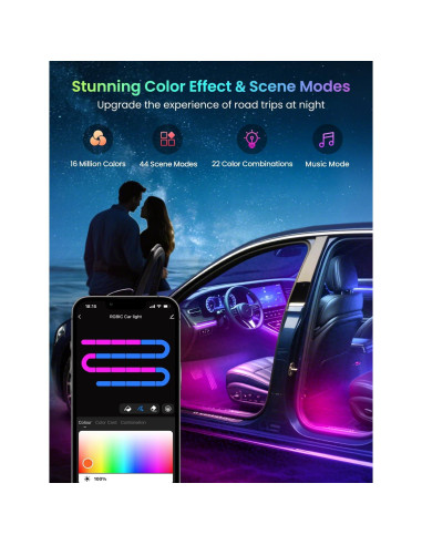 Luces LED Interior Auto Pak PAK544606 RGB+IC 72 LEDs