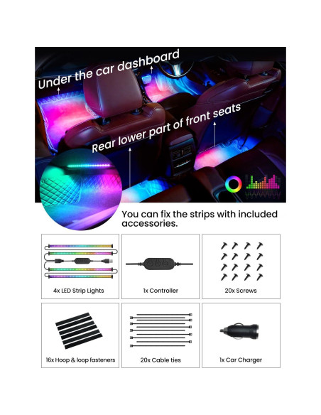 Luces LED Interior Auto Pak PAK544606 RGB+IC 72 LEDs