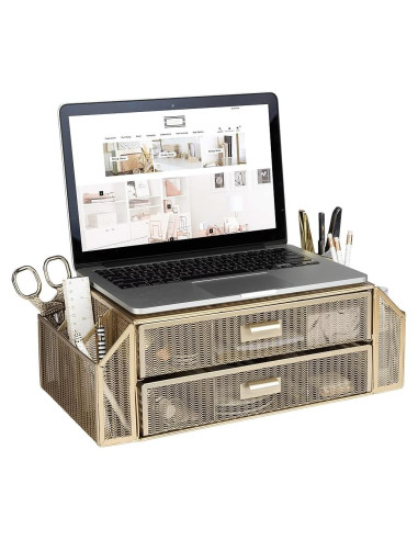 Soporte para Monitor Blu Monaco Dorado con Cajones 2