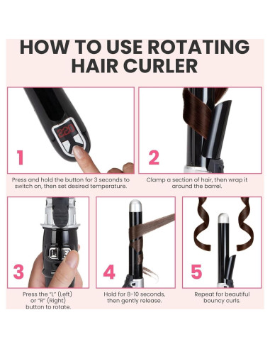 Plancha de Rizar Automática Honey Coco 1.1" (2.79 cm) LED