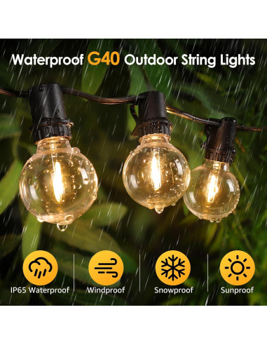 Luces de Cadena Solares Mlambert 48FT G40 con Control Remoto