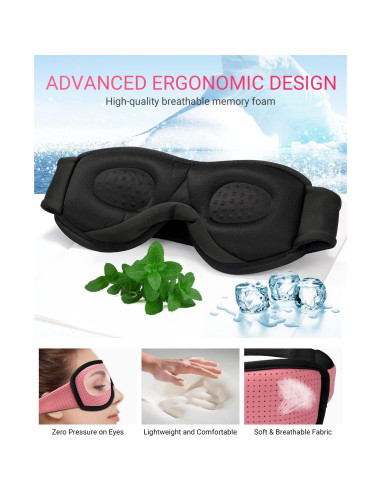 MUSICOZY Máscara para Dormir 3D Transpirable Rosa Claro