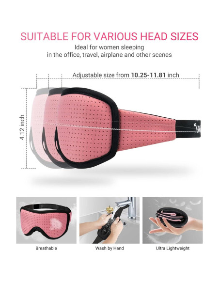 MUSICOZY Máscara para Dormir 3D Transpirable Rosa Claro