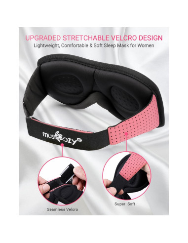 MUSICOZY Máscara para Dormir 3D Transpirable Rosa Claro