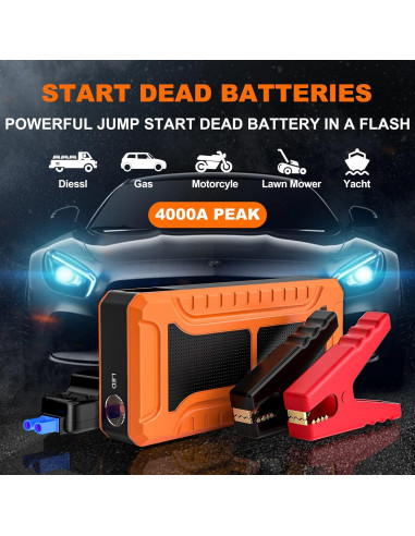 Arrancador de Salto SYPOM 4000A 12V Portátil para Coche