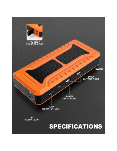 Arrancador de Salto SYPOM 4000A 12V Portátil para Coche