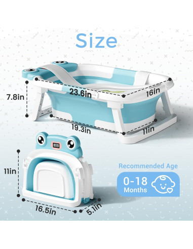 Bañera Plegable para Bebés Bunwag Azul 0-24 Meses 25L