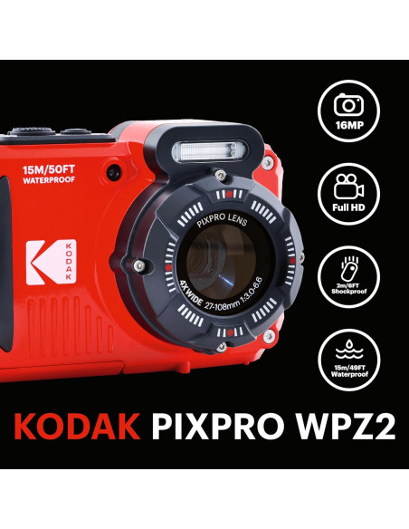 Cámara Digital KODAK PIXPRO WPZ2 16MP Resistente al Agua