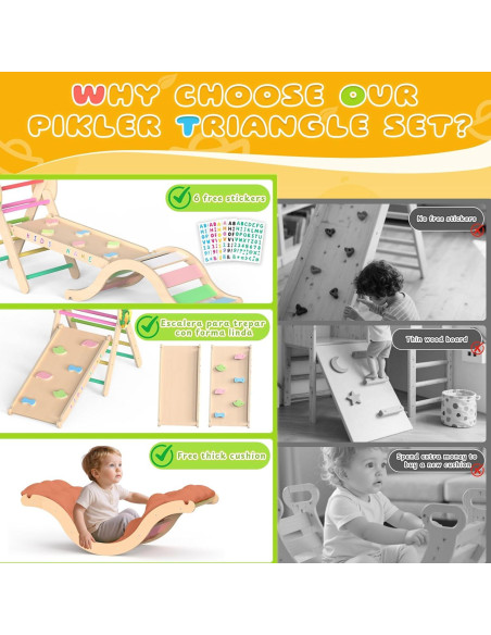 Conjunto de Escalada Triángulo Pikler Acenova para Niños 1-3 Años Conjunto de Escalada Triángulo Pikler Acenova para Niños 1-3 Años