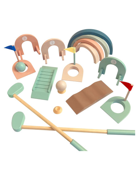 Juego de Mini Golf Interior Casa de Canicas 3 Hoyos Madera