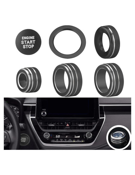 Cubiertas de Perilla para Toyota Corolla 2023-2025 Tyifxom (6pcs) Negro