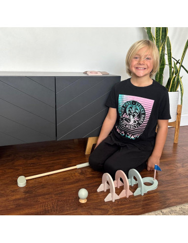 Juego de Mini Golf Interior Casa de Canicas 3 Hoyos Madera