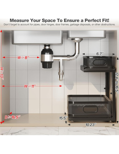 Organizador Bajo Fregadero Corbyles 2 Niveles Ajustable Negro
