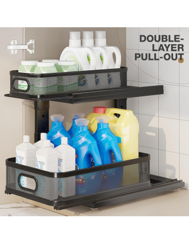 Organizador Bajo Fregadero Corbyles 2 Niveles Ajustable Negro