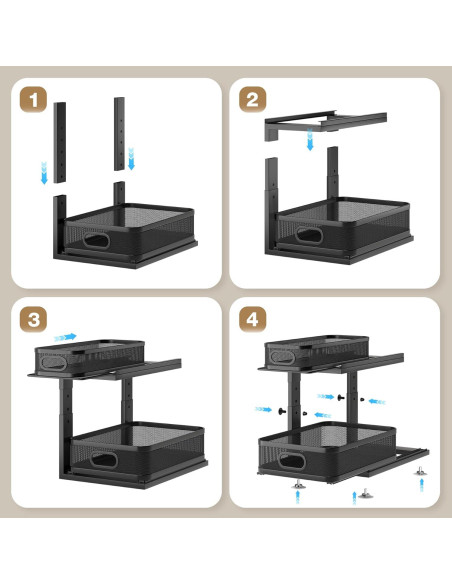 Organizador Bajo Fregadero Corbyles 2 Niveles Ajustable Negro