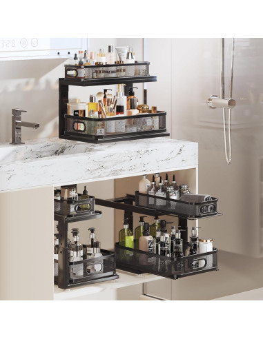 Organizador Bajo Fregadero Corbyles 2 Niveles Ajustable Negro