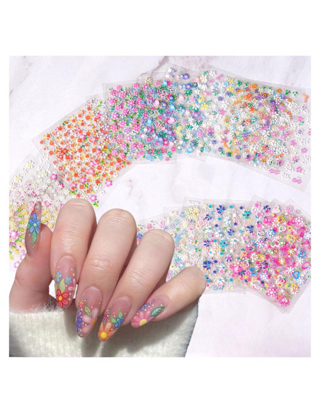 30 Hojas Calcomanías de Uñas Florales Coloridas NZRAESTRS