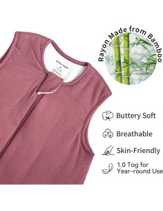 Saco de dormir unisex para bebés 1.0 Tog Rayón Bambú 6-12M 2