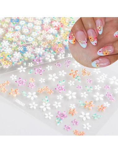 30 Hojas Calcomanías de Uñas Florales Coloridas NZRAESTRS