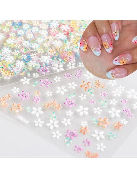 30 Hojas Calcomanías de Uñas Florales Coloridas NZRAESTRS