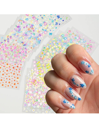 30 Hojas Calcomanías de Uñas Florales Coloridas NZRAESTRS